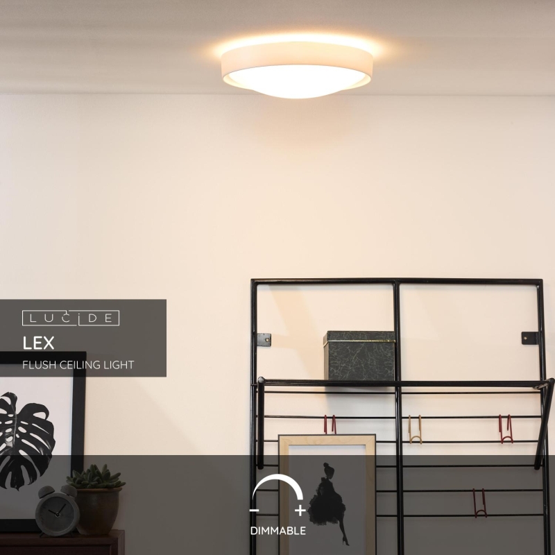 Lucide LEX - Zapustené stropné svietidlo - Ø 33 cm - 2xE27 - Biele